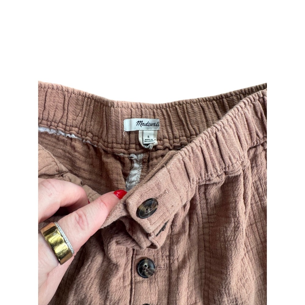 Madewell Gauze Button Front Wide Leg Pants Tan Women's Size S - Picture 3 of 4